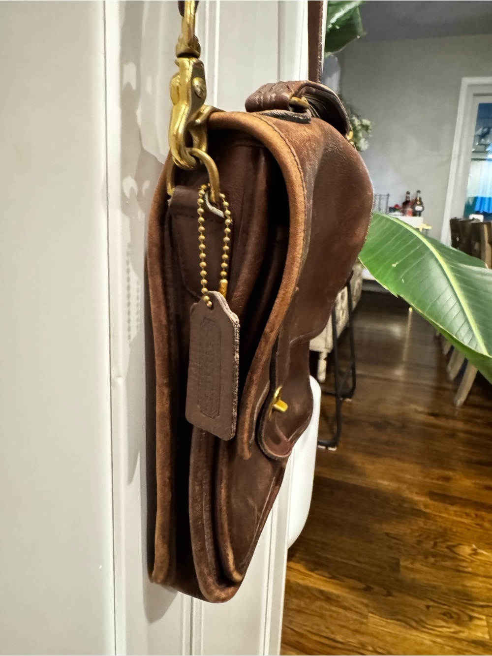 Early Vintage Coach Station Bag Crossbody Leather In Brown READ Flaws - Picture 3 of 13